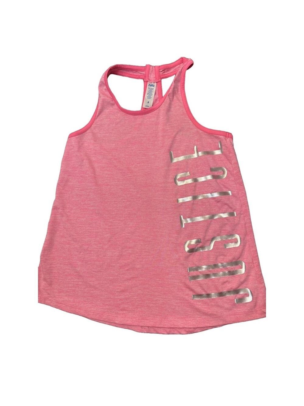 Girls Justice Tank Top 8 Pink Silver